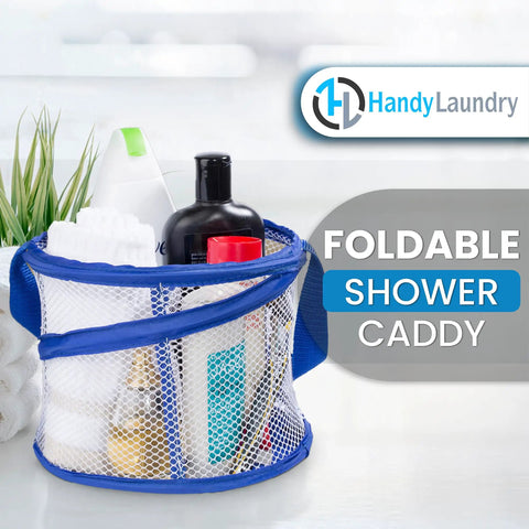 Foldable Shower Caddy Portable Organizer With Drainage Hole And Carry Handle Large Compartments Perfect For Camp Travel Gym And Dorm Use Blue Durable Collapsible Lightweight Travel Friendly Dope Organizer