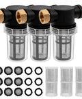 Inline Garden Hose Filter Set for Pressure Washer Inlet Water with 100 Mesh and 40 Mesh Screens, Includes 3 Pieces, 3/4 Inch Thread