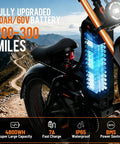 Heavy Duty Fat Tire Electric Bike For Adults Packing 6000W Dual Motors Kicking Up Dust At 52 Mph battery showcasing 80AH/60V on a mountain trail.