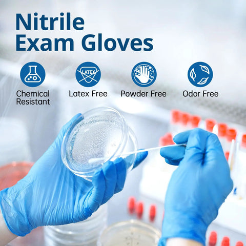 Disposable Nitrile Gloves Blue Latex Free Powder Free Non Sterile Food Safe Cleaning Gloves 1000 Count Case Medium Size For Kitchen Lab And General Use With Flexible Comfort And Tactile Sensitivity