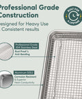 Quarter Sheet Pan With Wire Rack Set For Oven Use, premium aluminum baking sheet and stainless steel rack, build details.