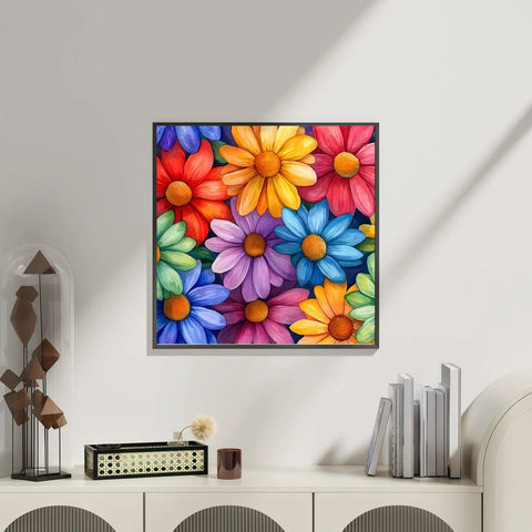 5D Diamond Painting Kit For Adults Beginner Friendly Full Drill Round Diamond Art DIY Home Wall Decor, floral design framed art.