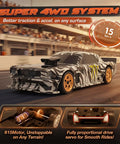 Mini 1/43 Scale Drift RC Car With Gyro And 2.4GHz Proportional Remote, Indoor Micro Racer, camouflage finish, on track