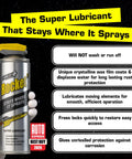Image of Rocket TT Super Lubricant can with features listed on the packaging, including protection and locking mechanisms.
