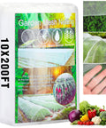 Ultra Fine Garden Netting 10 x 200 ft Plant Covers packaging with critter shield mesh details and vegetables