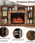Electric Fireplace TV Stand For 65 Inch TVs With 23 Inch Fireplace Insert, cozy media console, brown finish, 58 inch, product details