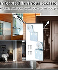 Sixteen Pack Sliding Closet Door Roller Kit With Screws For Top Hung Bypass Wardrobe Doors Includes One Half Inch And Three Eighths Inch Offset Rollers Hardware And Installation Screws For Quick Easy Fitting shown in various door settings