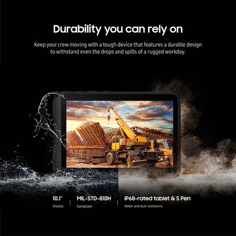 Rugged Ten Point One Inch Android Tablet Packing 128 Gigabytes Of Storage And Fully Unlocked Lte Capability Built Tough for tough work environments.