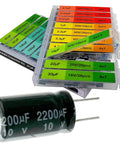 Dope Capacitor Kit For DIYers And Makers 304 Piece Electrolytic Capacitor Assortment With 20 Values From 0.1uF To 2200uF 10V 16V 25V 50V See Through Tray Storage For Arduino And Industrial Projects showcasing various capacitors and storage tray