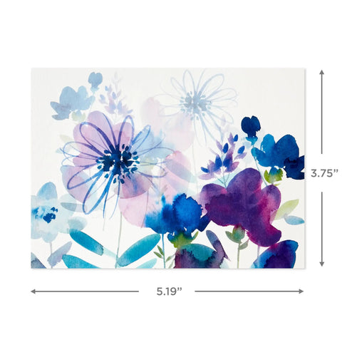 Assorted Blank Greeting Cards With Painted Flower Designs, 48 Cards And Envelopes, 4 Styles, flower design card, size 3.75" x 5.19"