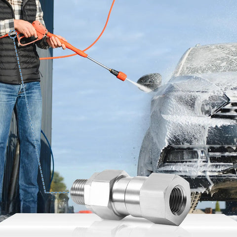 Quarter Inch NPT Pressure Washer Swivel Fitting With 360 Degree Rotation For Anti Twist And Kink Free Hose Connection Easy Quick Connect Design Durable Power Washer Accessory Made For Smooth No Tangle Cleaning And Long Lasting Use, silver metal