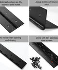 Set Of Two Heavy Duty Piano Hinges Measure 48 By 3 Inches Made From Real 0.060 Thick Thirty Four Stainless Steel In Matte Black, showing hinges and screws.