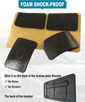 Foam shock-proof pads and license plate bracket from Tesla Model 3 And Model Y Rear License Plate Holder Bracket Frame With Screws Caps And Backseat Air Vent Cover Replacement Kit 109684400B Direct Fit Easy Install Now