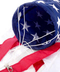 Close-up of Patriotic Windsock 40 Inch With Embroidered Stars Fade Resistant American Flag Outdoor Decor with sewn streamers