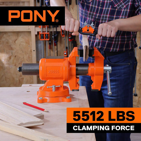 Heavy Duty Bench Vise With 5 Inch Jaw Opening And 360 Degree Swivel Base Anvil For Woodworking And Pipe Work Utility Combination Vise