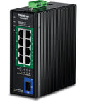 Heavy Duty Industrial PoE Plus Plus Switch With Eight Two Point Five G PoE Ports And One Ten G SFP Port, Black Housing