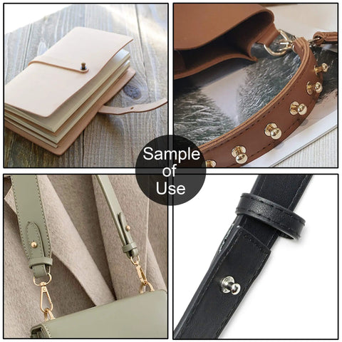 Kickass 150 Piece Punk Spikes And Rivets Kit Featuring Round Head Screw Back Construction In Silver Gold Bronze And Gunmetal Finish Tailored For Leathercraft Clothing Shoes Belts Bags And Dog Collars used in leather notebook, bag straps, and collars.