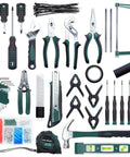 238-Piece Tool Set With Socket Wrench And Auto Repair Tools In Green Plastic Toolbox Case For Home And Car Maintenance displayed