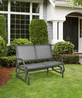 Built For Two Patio Glider With Rocking Swing Bench For Outdoor Chill Heavy Duty Steel Frame Breathable Seat Fabric