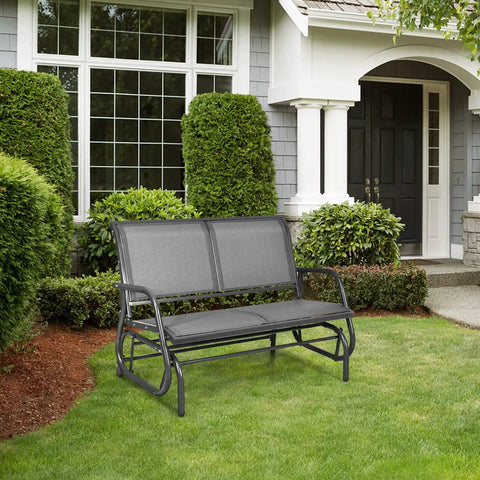 Built For Two Patio Glider With Rocking Swing Bench For Outdoor Chill Heavy Duty Steel Frame Breathable Seat Fabric