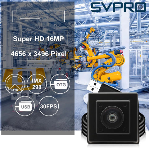Crisp 16MP USB Camera With 120 Degree Wide Angle Lens No Distortion For PC And Laptop IMX298 Sensor for industrial use