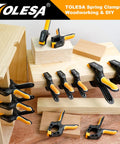 Heavy Duty 4 Inch Spring Clamps Set Of 8 With 30 Lbs Clamping Force on wood blocks for woodworking and DIY projects