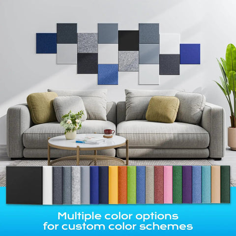 Straight Up Heavy Density Peel And Stick Soundproof Wall Panels 12 Inch Square Acoustic Foam Tiles Killing Background Noise For Home Office Studio Recording Sleek Black Finish in multiple colors displayed.