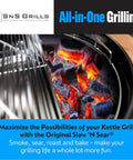 Slow N Sear Original Charcoal Basket in Weber 22 Inch Kettle two zone setup with glowing coals for BBQ grilling.