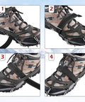 Grippy Ice Cleats For Boots And Shoes With Stainless Steel Micro Spikes, Snow Traction Grips 24 Spikes XL Size on a shoe