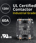 AC Contactor 60 Amp 2 Pole 120V Coil Definite Purpose UL Listed for HVAC Refrigeration and Heat Pumps front view