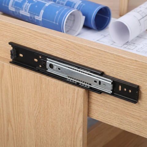 Full Extension Drawer Slides Three Section Bottom Mount Cabinets Runners Quiet Silent Operation Ball Bearing Steel Four Pack