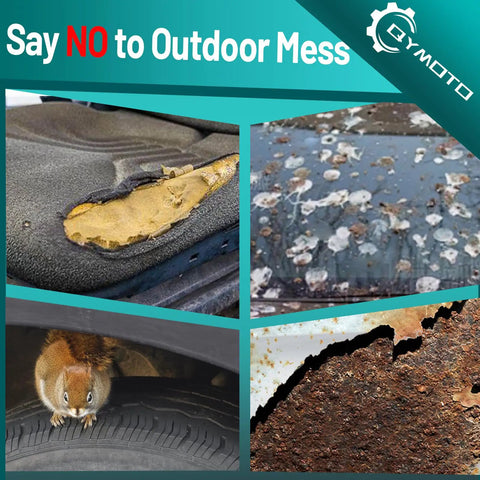 Damaged car interiors and exteriors due to exposure, highlighting need for Go Kart Cover Universal Fit For 2 Seater Go Karts protection.