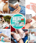 General Medi 160-piece first aid refill contents: bandages, gauze, cold pack, blanket; shown with bandage application.