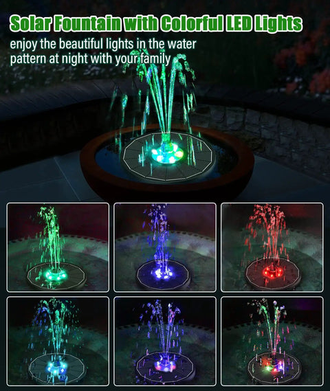 Solar Water Fountain With One Hundred Percent Glass Panel And Three Point Five Watt Pump Built In Two Thousand mAh Battery