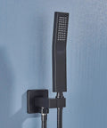 Wall-mounted handheld unit of LED Shower System With 16 Inch Rain Shower Head And Handheld, High Pressure, Black Finish.