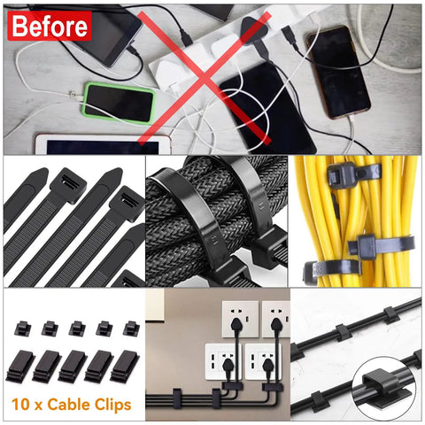 Cable Management Kit With Three Boxes And 128 Pieces To Hide Wires Cord Organizer Set demonstrating usage organization black