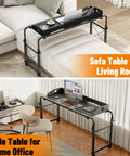 Super Handy Adjustable Laptop Desk For Bed With Wheels Overbed Table That Fits Queen And Full Beds in living room and home office.