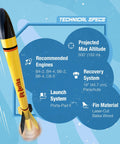 Big Bertha Rocket Building Kit For Ages 10 Plus - intermediate flying rocket with specs, durable body tube, and parachute