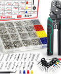 Pro Grade Car Wiring Terminal Kit With Crimping Pliers, 820Pcs Pin Connector Set, 21 Types displayed with crimper tool.
