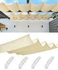 Retractable Wave Sun Shade Sail 4x10 Foot Waterproof Pergola Cover Made From Durable Polyester Sunscreen for Outdoor Use Installed