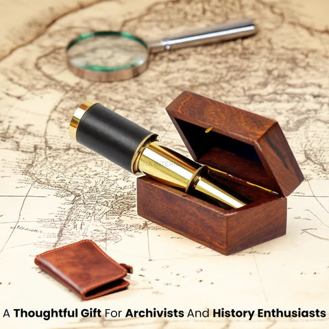Dope Little Pocket Spyglass Handheld Brass Telescope With Rosewood Box 6 Inch Polished Brass Solid Brass Construction And Leather Trim on map
