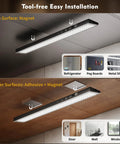 Go-To Under Cabinet Lighting Kit With Touch Control And Motion Sensor installed on iron and wood surfaces