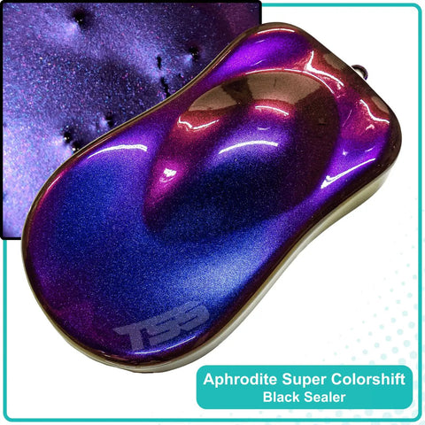 High Gloss Color Shift Auto Paint Basecoat Midcoat Gallon One Hundred Twenty Eight Ounces Ready To Roll With Slow Reducer showing a vibrant purple and blue color shift effect.