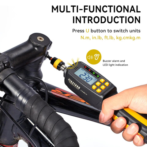 Workhorse Pro Grade Digital Torque Screwdriver With Backlit LCD, 1/4 Inch Quick Release Bit Holder, 2.6 To 70.8 In-Lb Range, 38-Piece Bit Set, ISO 6789 Certified, Two Percent Accuracy For Real World Tolerances on bike assembly