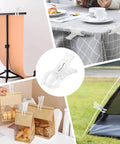 20 Pack Clear 3.5 Inch Spring Balloon Arch Clips Set used for securing tablecloth, backdrop, and outdoor tent in various settings