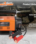 Heavy Duty Portable 12V Air Compressor Kit And Tire Inflator Beast With 150 Psi Max Pressure And 6 Point 35 Cfm Flow, showing metal shell, power cord, and switches.