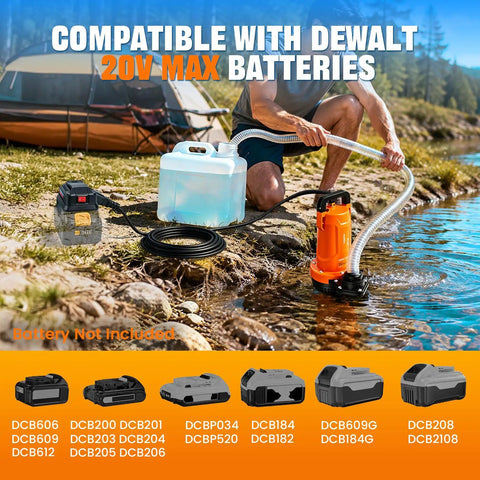 Person using Plug And Play 1Hp Cordless Submersible Utility Pump Flows Like A Dream At 2113 Gph by a lake.
