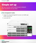 48-Port PoE Smart-Managed Layer 2+ Gigabit Switch With 2x 10GBaseT and 2x SFP Plus, stack of switches with mobile management display