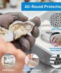Person wearing Hardcore Metal Mesh Cut Resistant Glove For Meat Cutting Butcher Grade Food Safe Chainmail Hand Protection