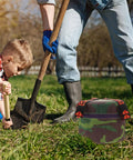 Child and adult gardening with Wearable Garden Workseat Chair Portable Foam Stool With Strap For Hands Free Weeding and Planting